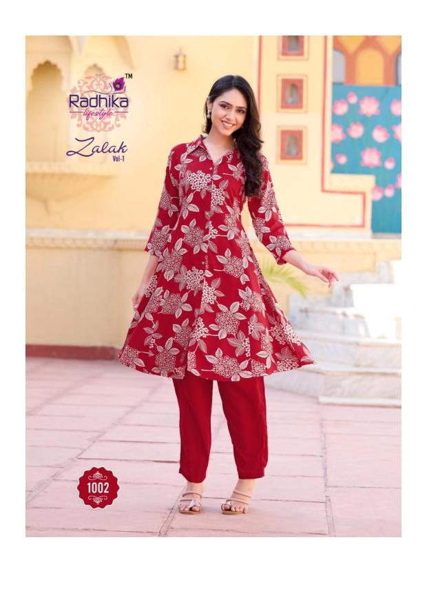 Radhika Lifestyle Zalak Vol 1 catalog indo western cord set in Surat