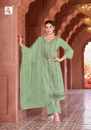 Alok suit green omre Affordable dress materials in Hyderabad