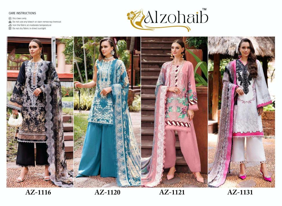 Alzohaib Az 1116 To 1131 Chiffon Dupatta pakistani suits wholesaler in Surat