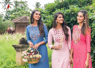 Anju Fabrics Impressive Vol 5 Viscose Rayon Fancy Kurti Wholesale Kurti in Surat