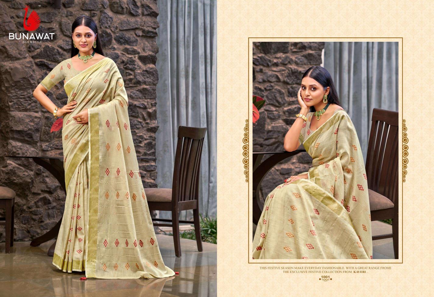 Bunawat Lilen Slub Latest Designer Casual Wear Linen Sarees Collection in India