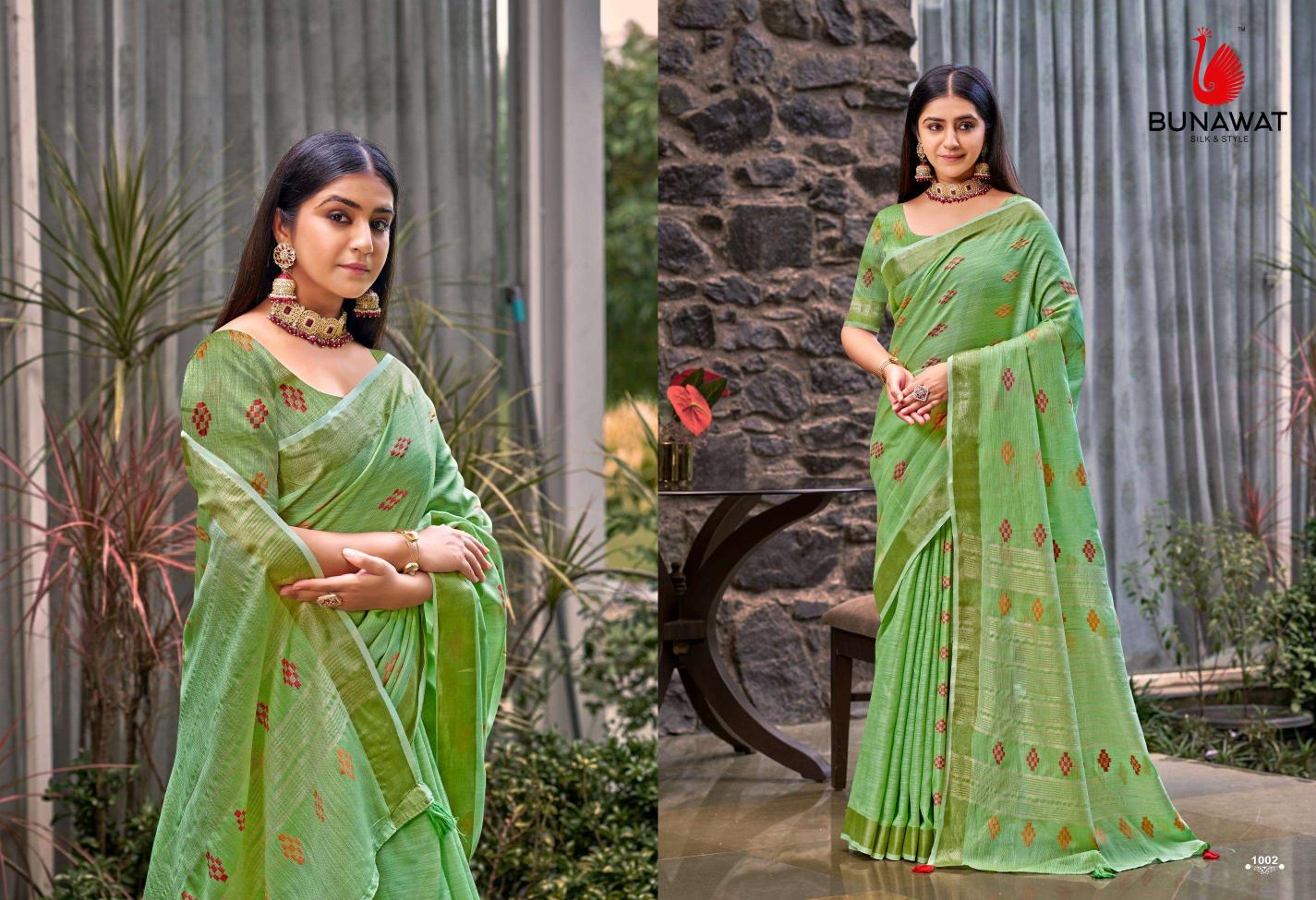 Bunawat Lilen Slub Latest Designer Casual Wear Linen Sarees Collection in India