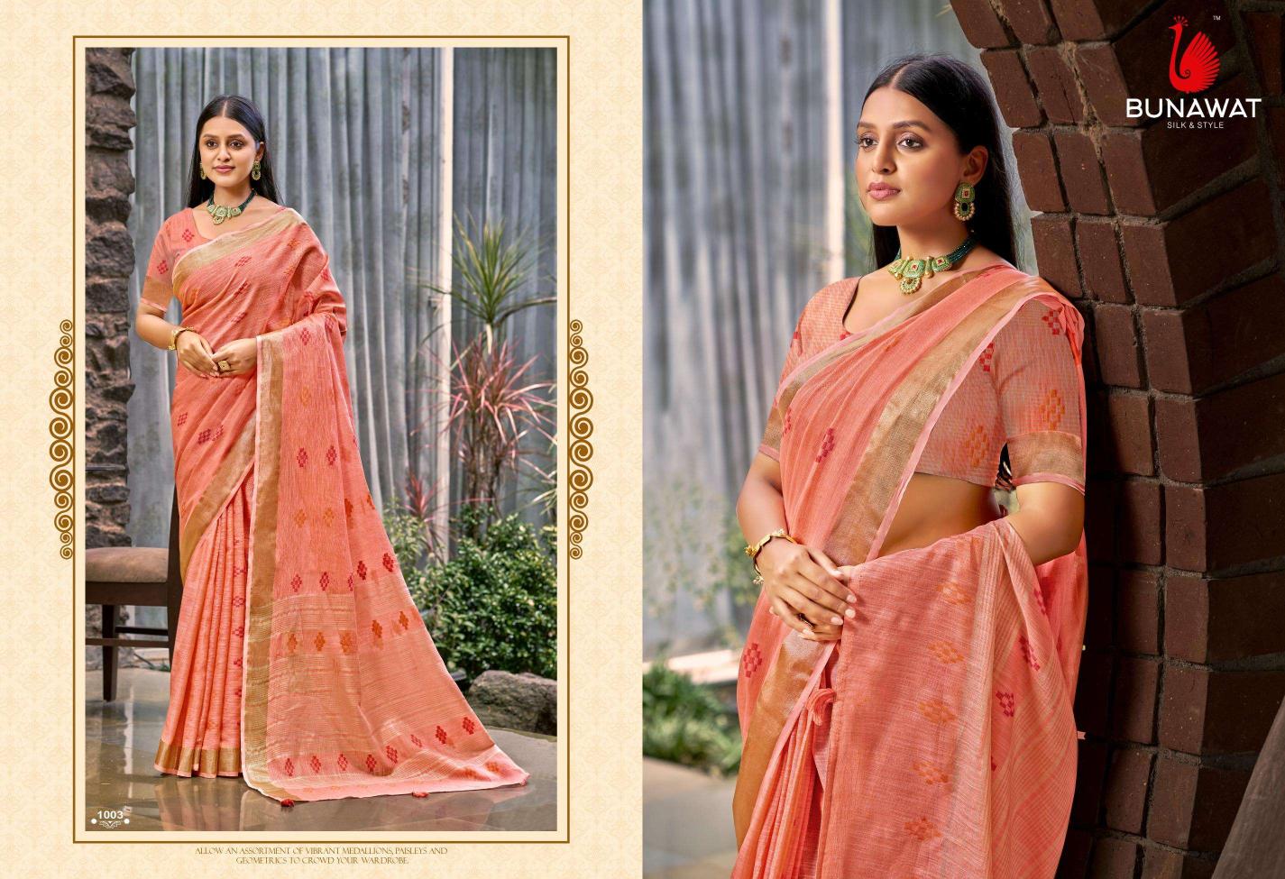 Bunawat Lilen Slub Latest Designer Casual Wear Linen Sarees Collection in India