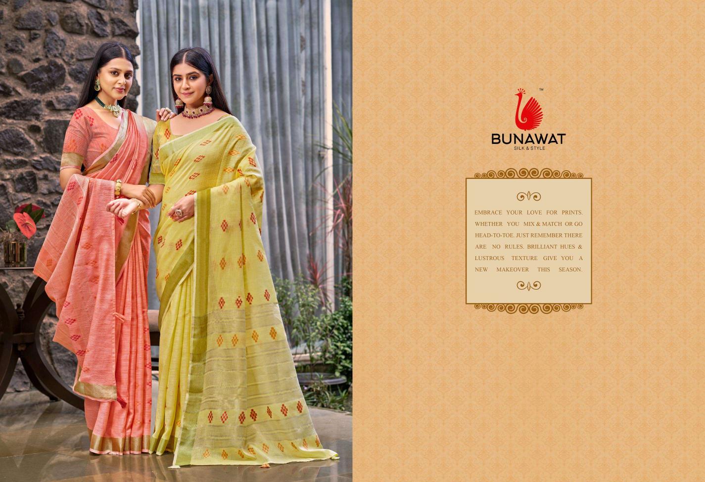 Bunawat Lilen Slub Latest Designer Casual Wear Linen Sarees Collection in India