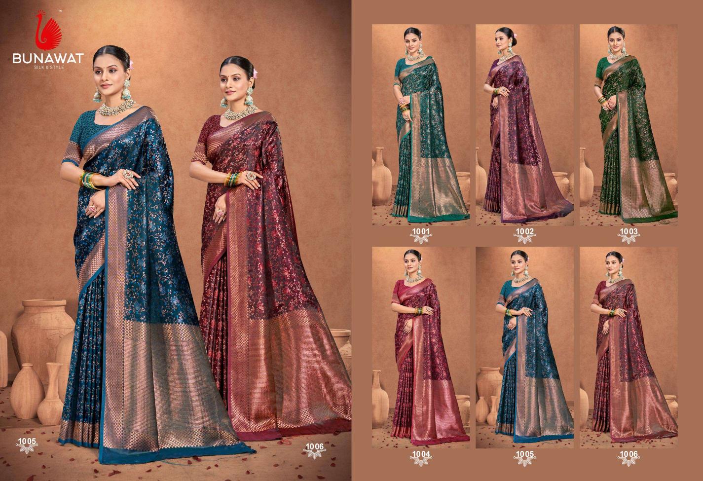 Bunawat Rajwadi Party Wear Exclusive Designer Silk Sarees Collection wholesalers in Surat