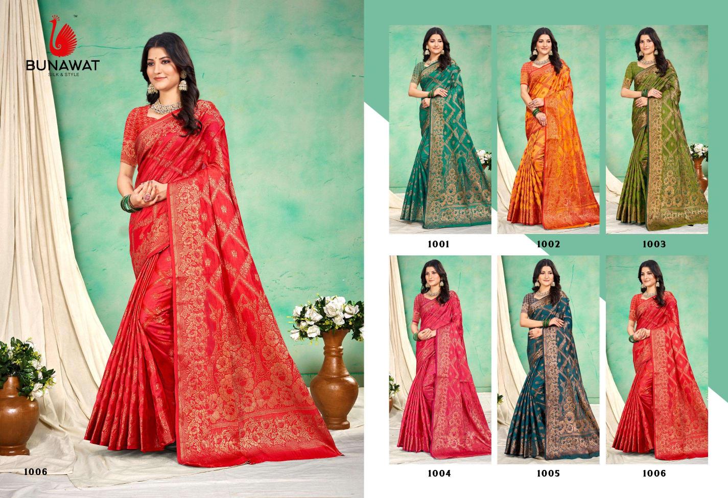 Bunawat Shakuntala wedding festival wear silk fabric saree collection wholesale market in India