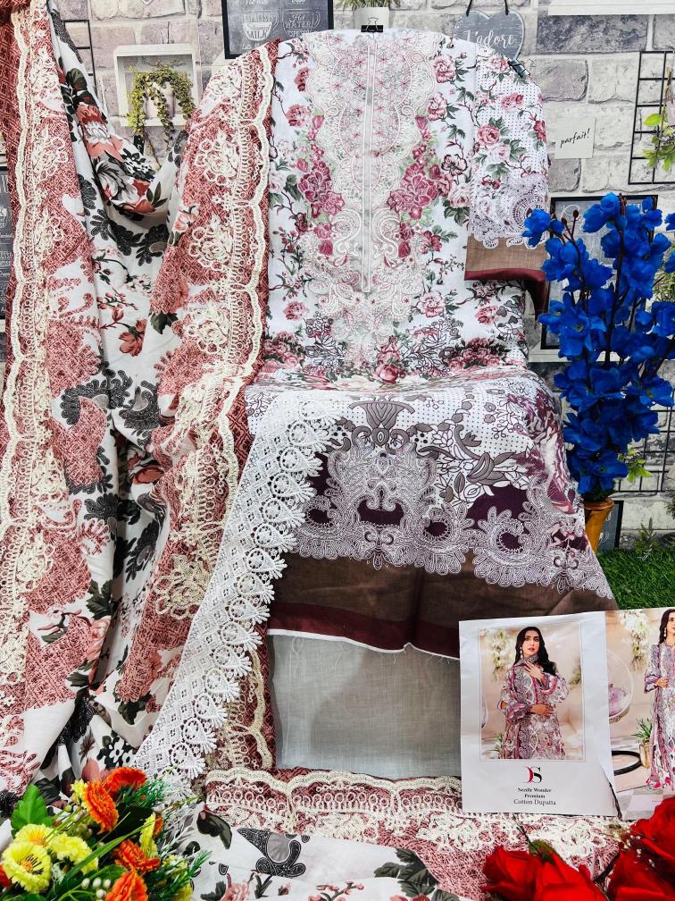 Deepsy Niddle Wonder Premium Cotton Dupatta Pakistani Suits Wholesaler in Surat