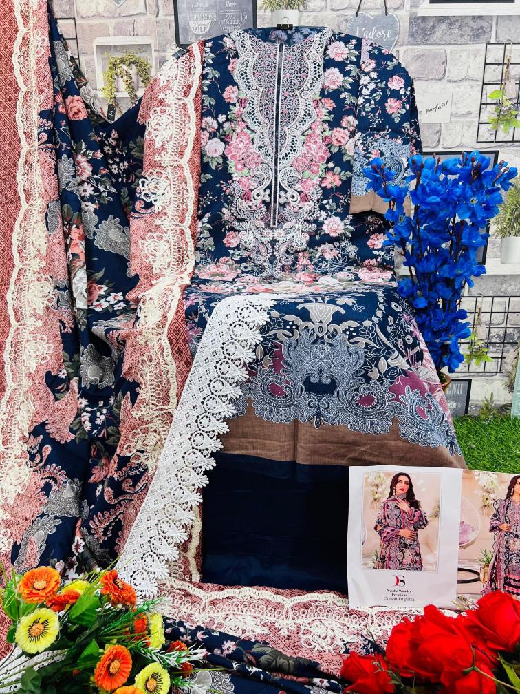 Deepsy Niddle Wonder Premium Cotton Dupatta Pakistani Suits Wholesaler in Surat