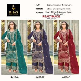 Khas 4419 Chinon pakistani suits wholesalers in India