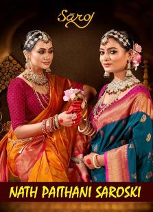Saroj Nath Paithani Swarovski  50*600 silk saree wholesaler  in surat