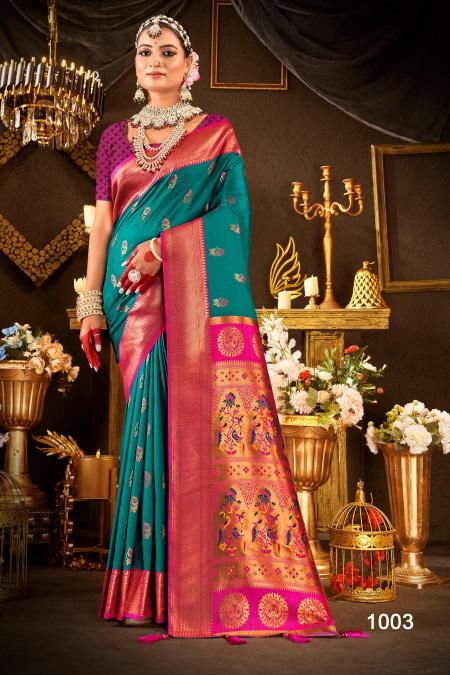 Saroj Nath Paithani Swarovski  50*600 silk saree wholesaler  in surat