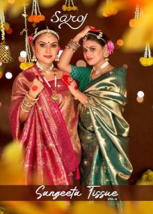 Saroj Sangeeta tissue swarovski vol.4 Tissue silk saree in surat.