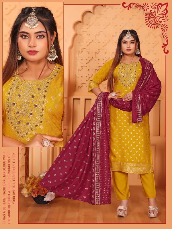 Aakansha Vol 1 Rayon Foil Printed Kurti Pant With Dupatta Collection wholesale manufacturers in Surat
