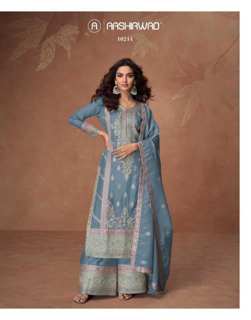 Aashirwad Tashi Organza Shimmer Silk Salwar Kameez Collection wholesale market in Surat