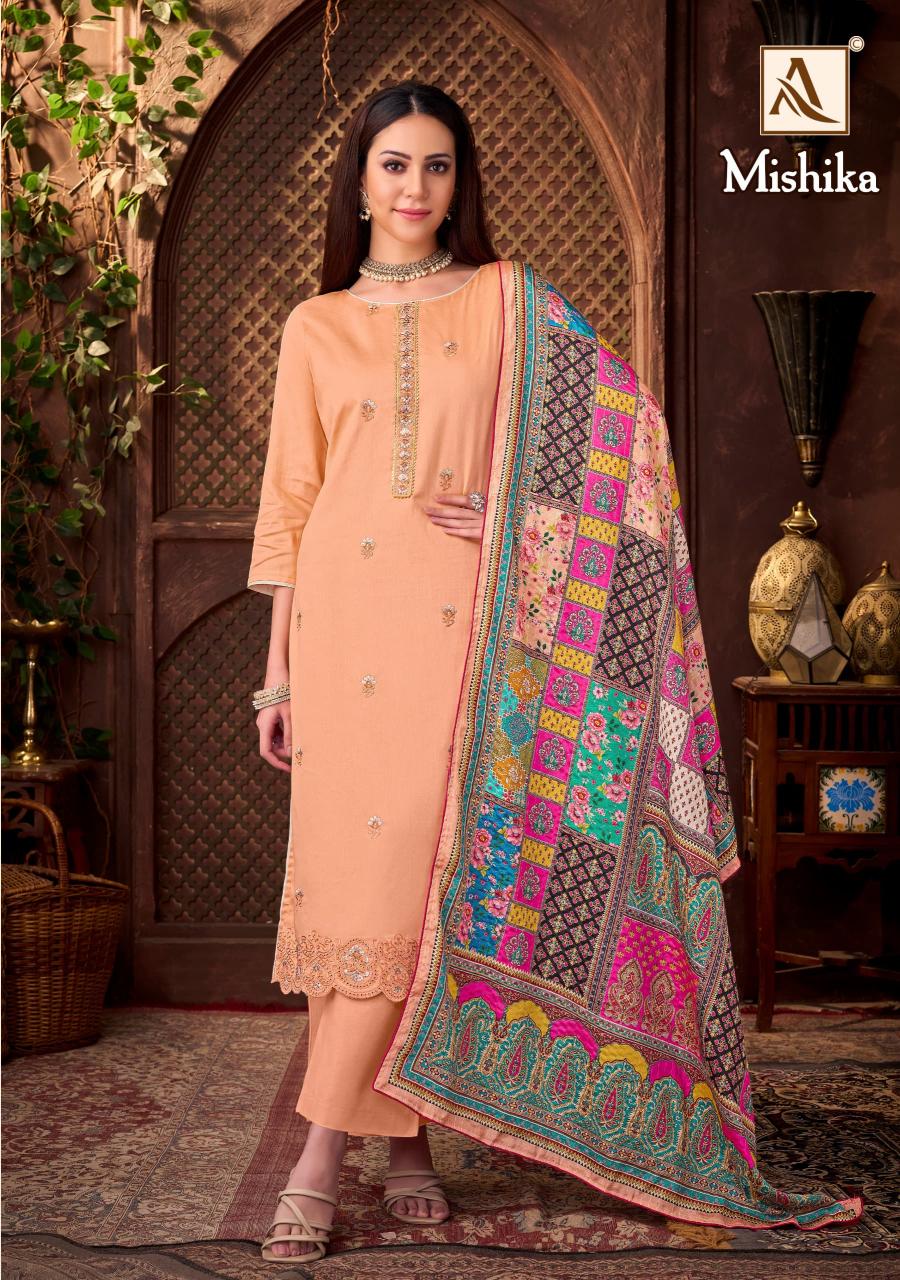 Alok Mishika Zam Fancy Embroidered Dress Material Collection wholesale manufacturers in Surat