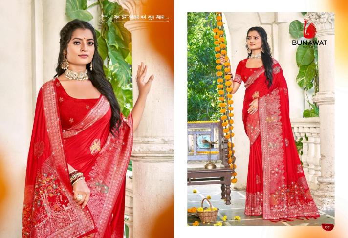 Bunawat Hans Vol-4 New Designer Silk Swarovski Work Wedding Sarees Collection in Surat