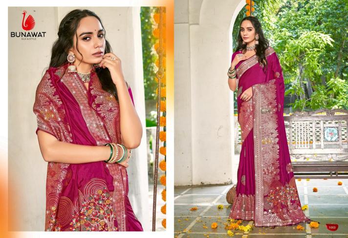 Bunawat Hans Vol-4 New Designer Silk Swarovski Work Wedding Sarees Collection in Surat