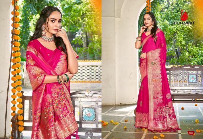 Bunawat Hans Vol-4 New Designer Silk Swarovski Work Wedding Sarees Collection in Surat