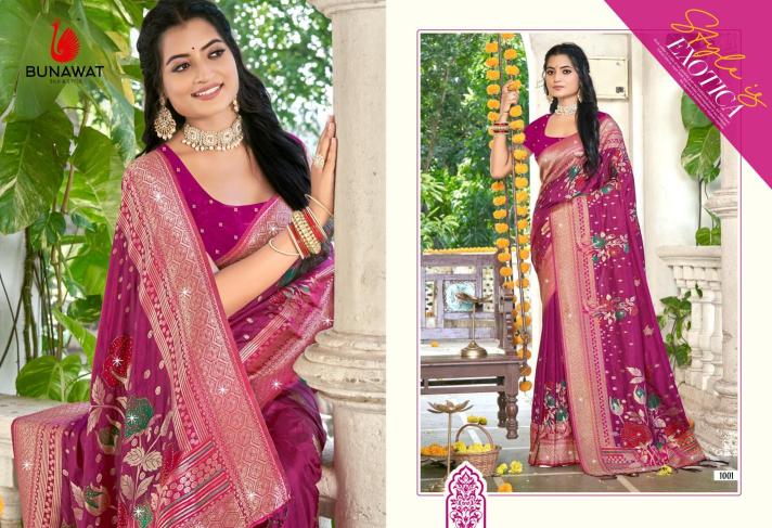 Bunawat Hans Vol-5 Wedding Wear New Designer Swarovski Work Silk Sarees Collection in India