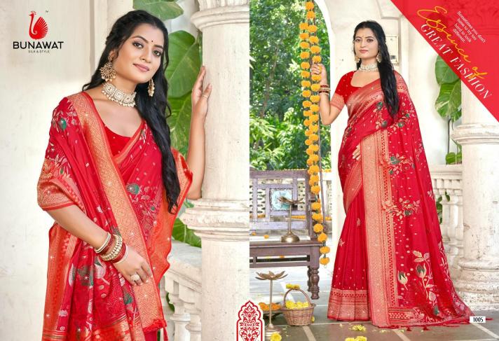 Bunawat Hans Vol-5 Wedding Wear New Designer Swarovski Work Silk Sarees Collection in India
