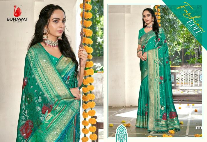 Bunawat Hans Vol-5 Wedding Wear New Designer Swarovski Work Silk Sarees Collection in India