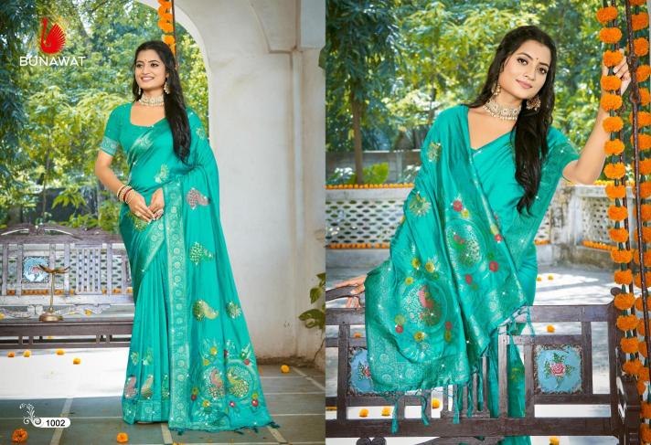 Bunawat Hans Vol-6 Party Wear Exclusive Designer Silk Sarees Collection in India