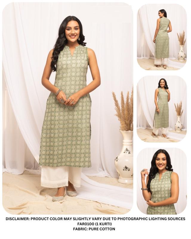 Far 0100 Cotton Regular Wear Printed Kurti wholesale manufacturers in Surat
