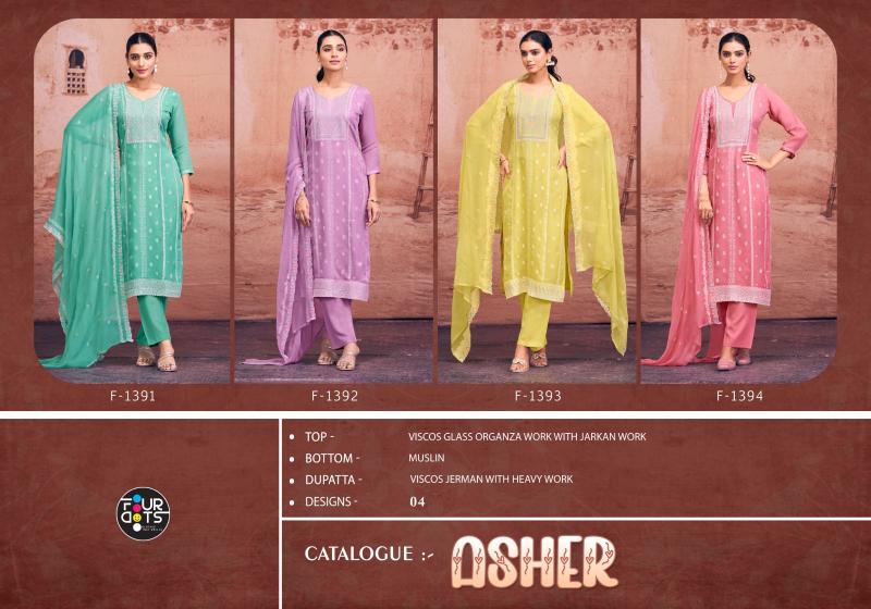Four Dots Asher Viscose Organza Designer Dress Material Collection in Surat