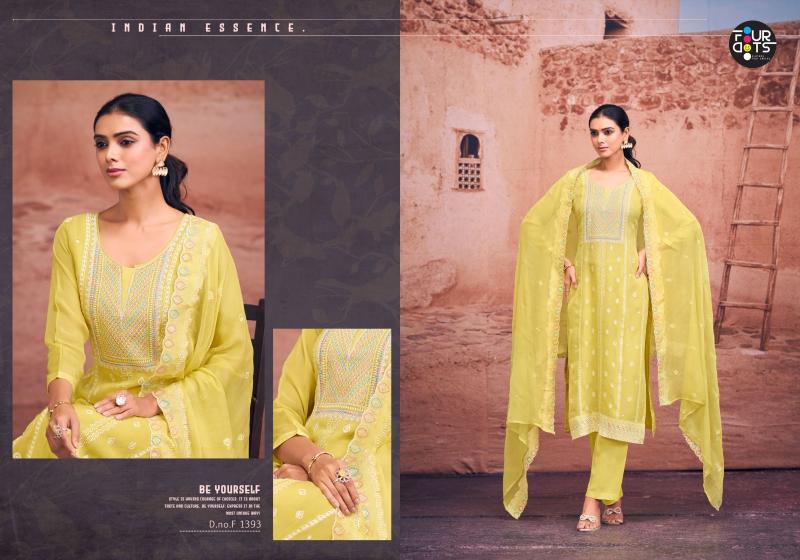 Four Dots Asher Viscose Organza Designer Dress Material Collection in Surat