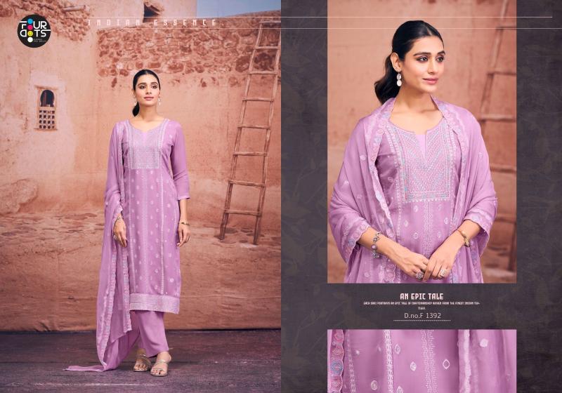 Four Dots Asher Viscose Organza Designer Dress Material Collection in Surat