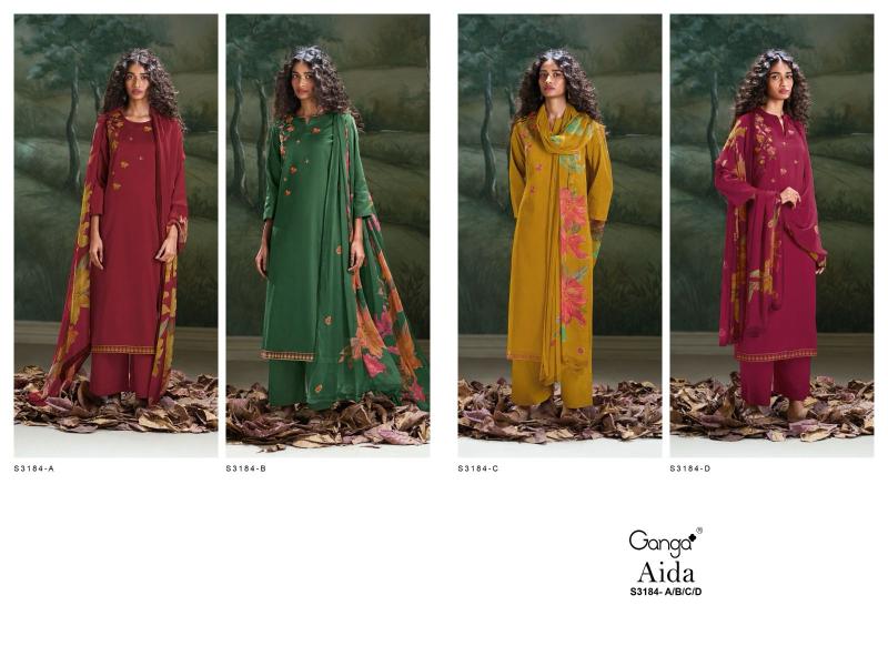 Ganga Aida Cotton Silk Satin Fancy Salwar Suit manufacturers of salwar suits in Surat