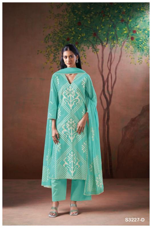 Ganga Belen Cotton Printed Embroidered Salwar Suit manufacturers of wholesale salwar suits in Surat