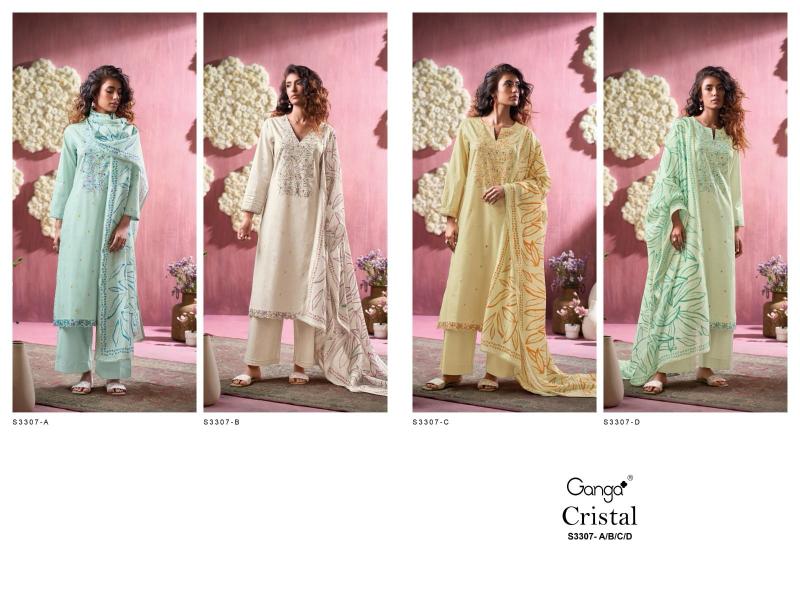 Ganga Cristal Cotton Printed Embroidered Salwar Suit Collection with wholesale price in Surat