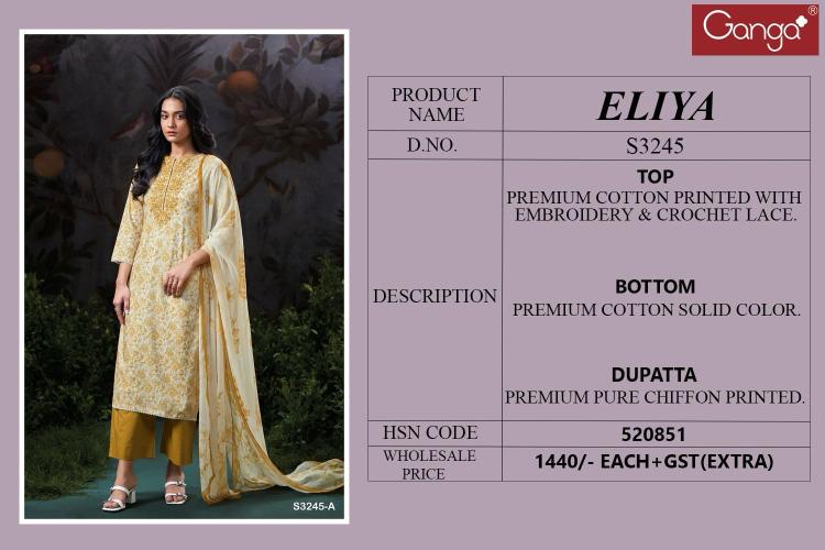 Ganga Eliya Cotton Printed Fancy Salwar Suits wholesale manufacturers in Surat