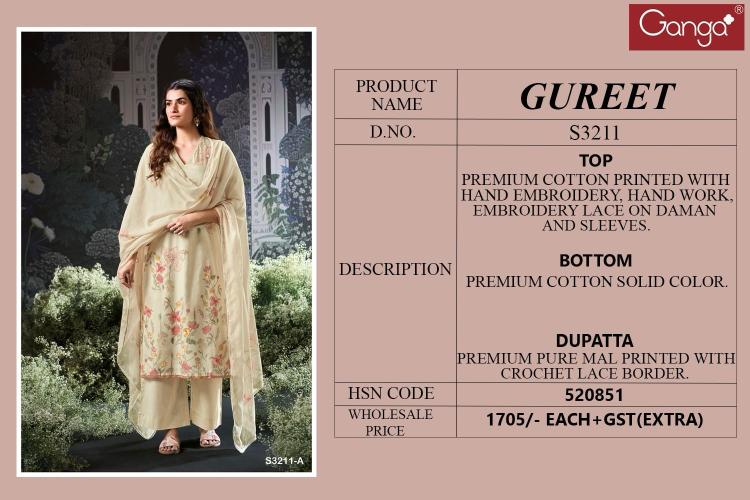 Ganga Gureet Cotton Printed Salwar Suit Collection in India