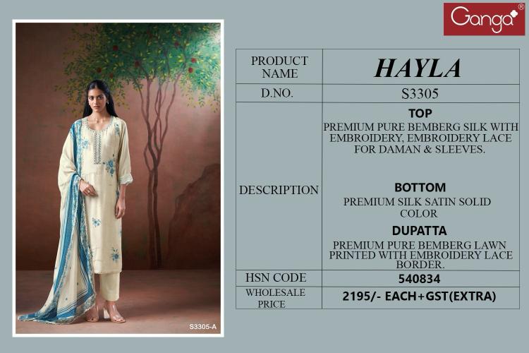 Ganga Hayla Bemberg Silk With Embroidered Salwar Suit wholesalers in Surat 