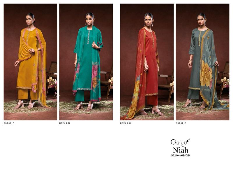 Ganga Niah Cotton Silk Solid Printed Salwar Suits Wholesale Salwar Suits in Surat