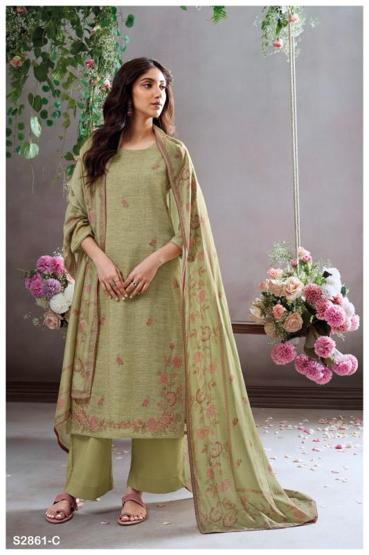 Ganga Sera Cotton Linen Embroidered Fancy Salwar Suits wholesalers of Salwar Suits in Surat