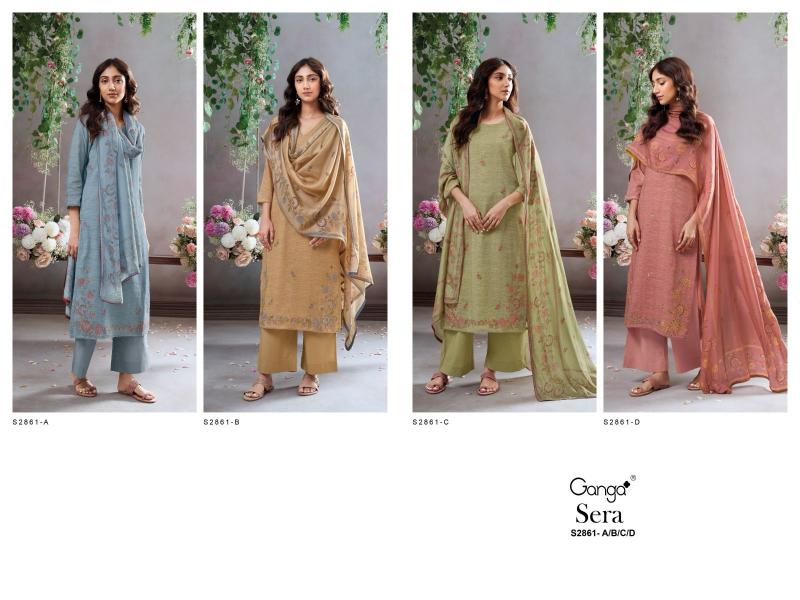 Ganga Sera Cotton Linen Embroidered Fancy Salwar Suits wholesalers of Salwar Suits in Surat