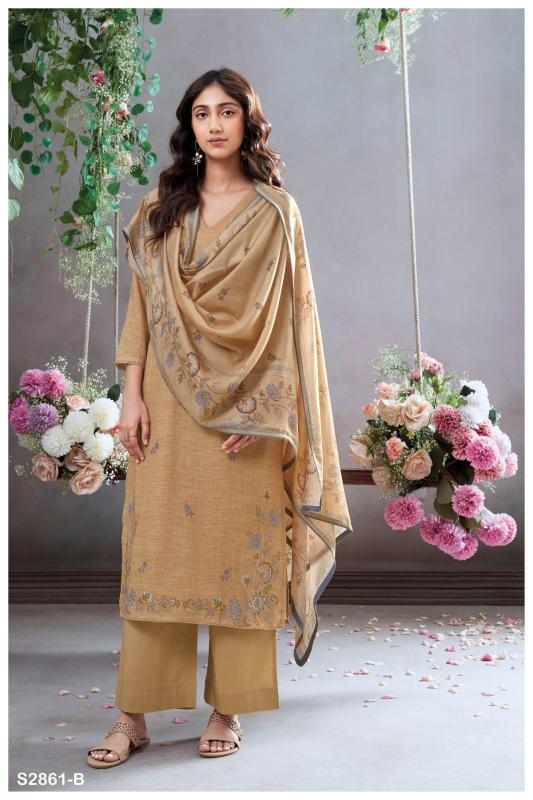 Ganga Sera Cotton Linen Embroidered Fancy Salwar Suits wholesalers of Salwar Suits in Surat