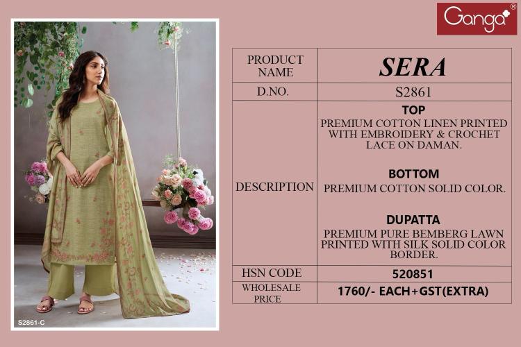 Ganga Sera Cotton Linen Embroidered Fancy Salwar Suits wholesalers of Salwar Suits in Surat