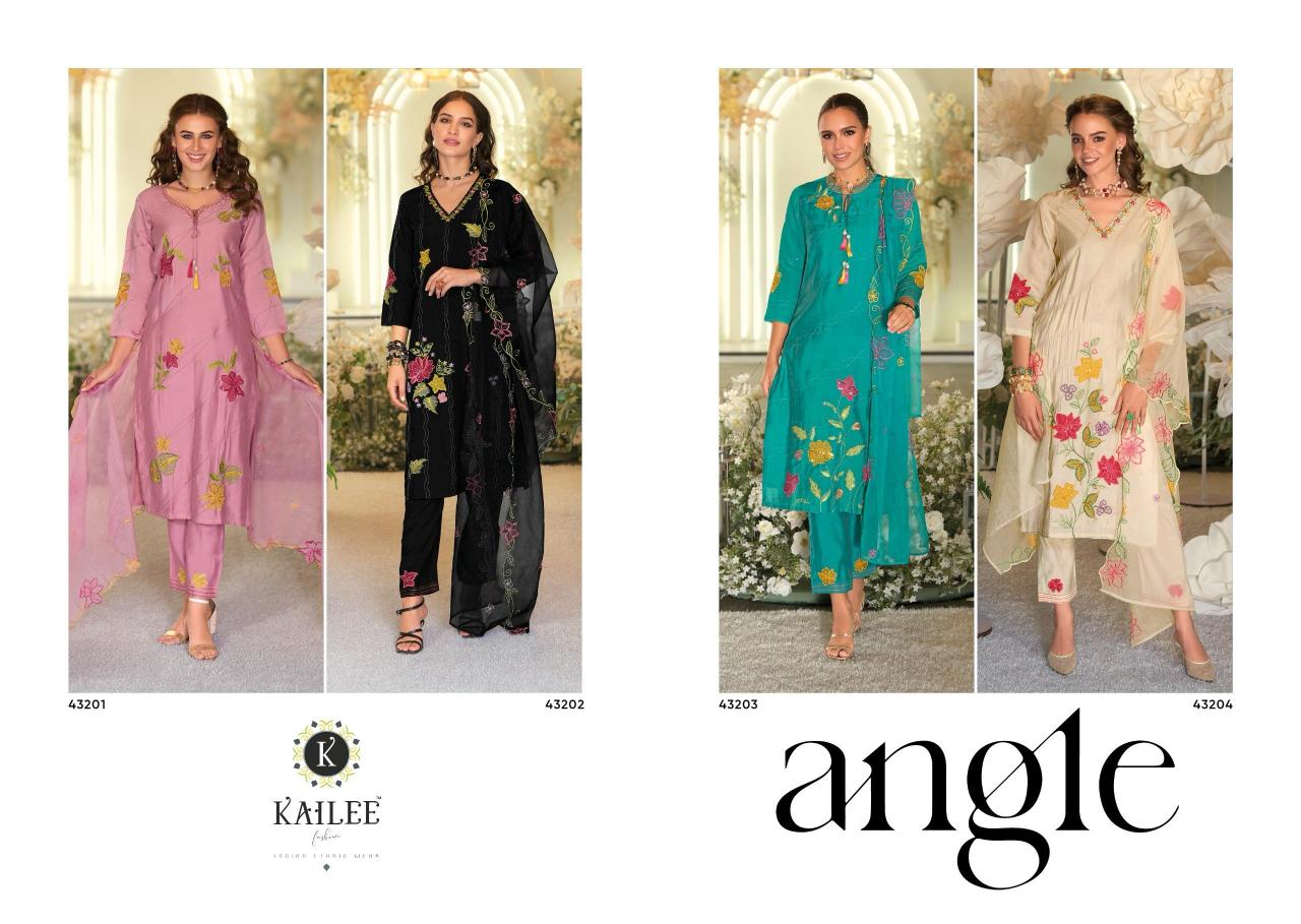 Kailee Angle Viscose Top Bottom With Dupatta Collection wholesale manufacturers in Surat