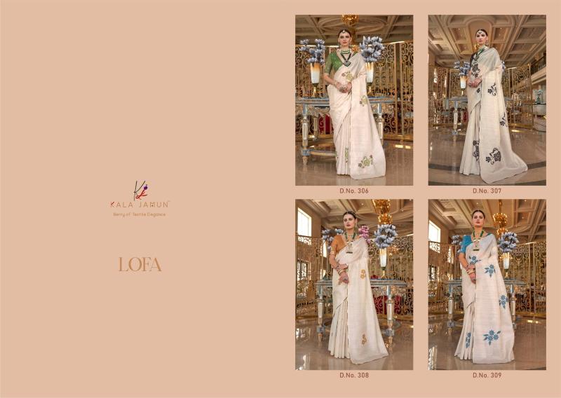 Kala Jamun Lofa Tusser With Hand Touched Work Saree Collection in wholesalers in Surat