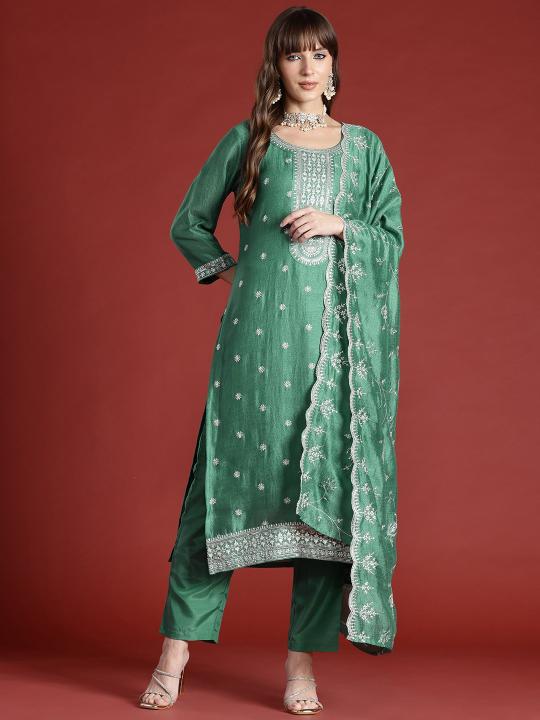 Kapda Wholesale Indo Era 2547 Floral Embroidered Silk Kurta Bottom With Dupatta manufacturers of Kurti in Surat