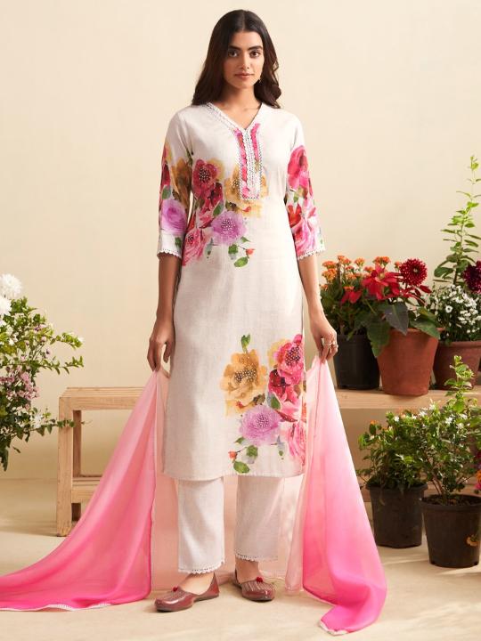 Kapda Wholesale Indo Era 2549 Floral Printed Linen Kurti With Bottom wholesale kurti manufacturers in Surat