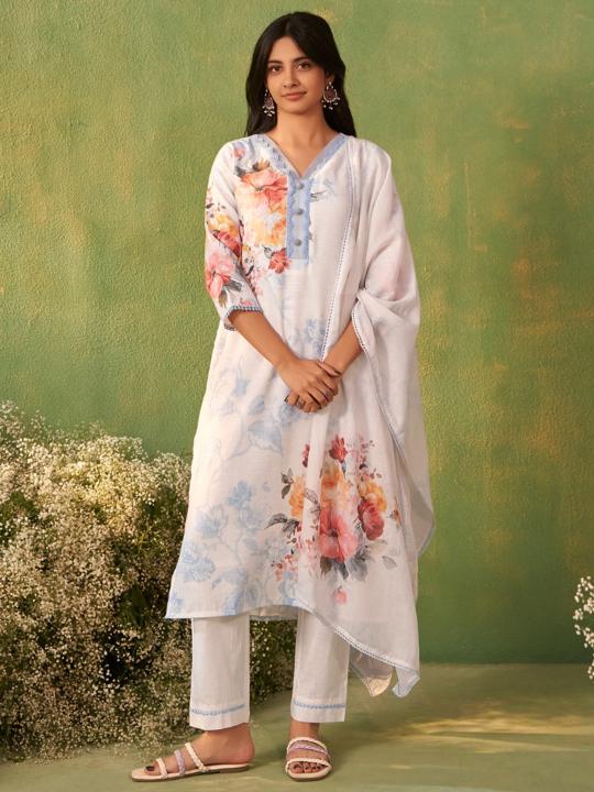 Kapda Wholesale Indo Era 2549 Floral Printed Linen Kurti With Bottom wholesale kurti manufacturers in Surat