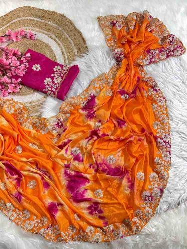 Kapda Wholesale Kc 135 Festive Wear Chinon Stylish Saree wholesalers in India