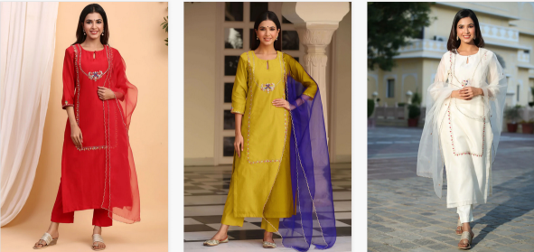 Kapda Wholesale Roman Silk Kurta Set 1 Readymade Fancy Collection Wholesalers of Kurti in Surat