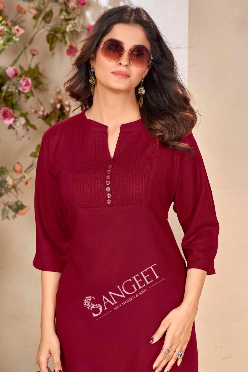 Kapda Wholesale Sangeet Pintex Color 1 Rayon Short Kurti Collection in Surat
