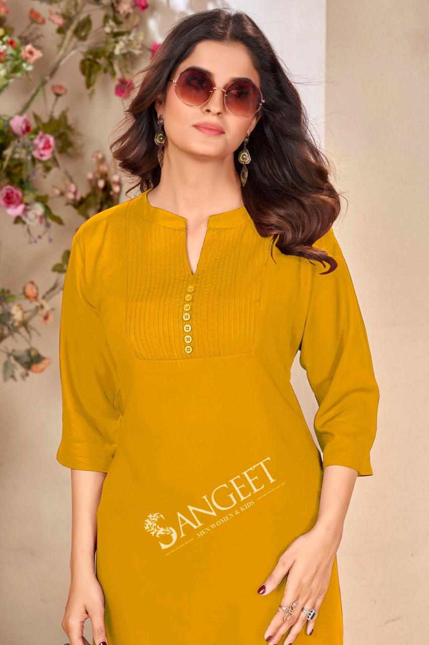 Kapda Wholesale Sangeet Pintex Color 1 Rayon Short Kurti Collection in Surat